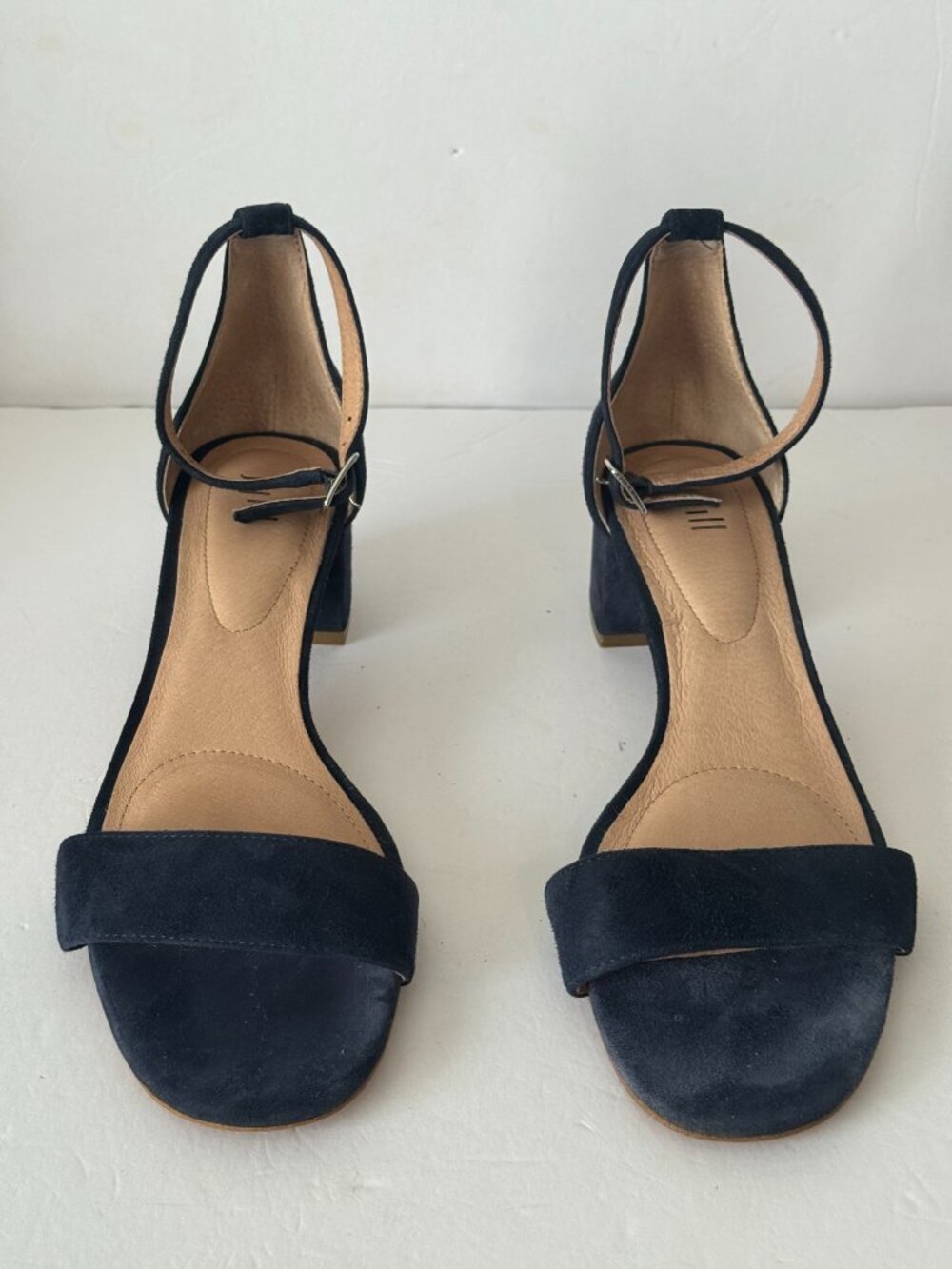J. JILL Ariane Block-Heel Suede Sandal, Midnight Blue Size 8.5